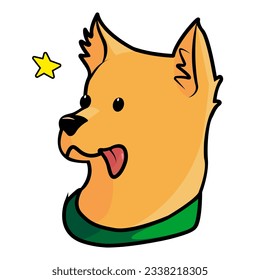 dog vector illustration. Freehand drawing of a cute dog wearing a collar