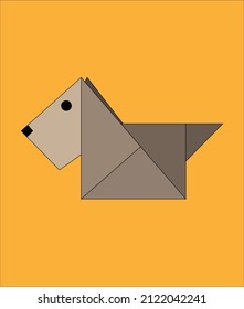 Dog. Vector illustration of a dog in geometric shape. Origami. Logo. Color solution. The world of pets. Icon. 