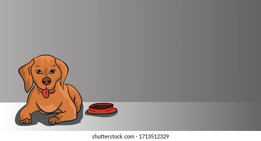 Dog Vector illustration grey background logo poster