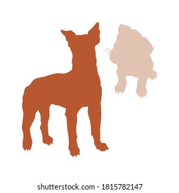 Ilustración vectorial de perro. Silueta de perro aislada. Estilo grabado. Silhouette diseñada para el diseño de impresión, embalaje, folleto o póster. 