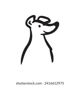 Curso de trabajo de la línea de iluminación de vectores de perro