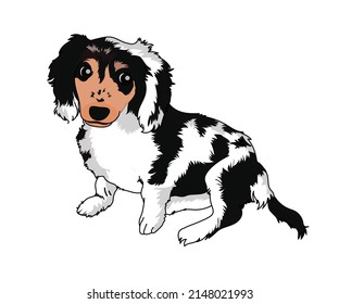 Ilustración del vector del perro sobre el suelo sobre fondo blanco