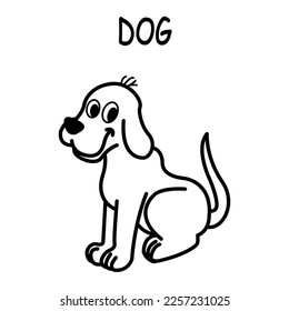 Dog vector illustration template for Coloring book. Drawing lesson for children	