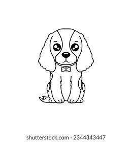Dog vector illustration template for Coloring book. Drawing lesson for children	