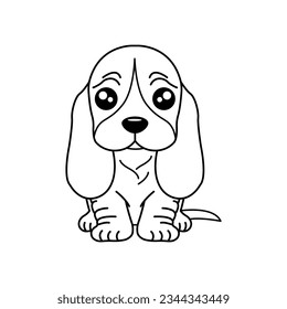Dog vector illustration template for Coloring book. Drawing lesson for children	
