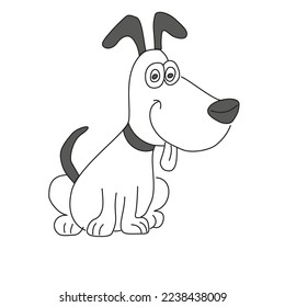 Dog.  Vector image.  Dog print on clothes.  The dog is happy and contented.  Coloring book for children.  The dog is funny.