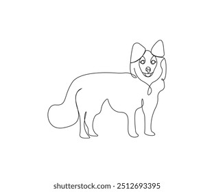 Dog vector line art illustration