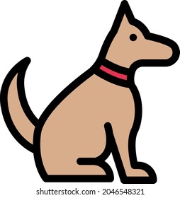 dog vector line colour icon