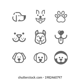 Dog vector line icon set