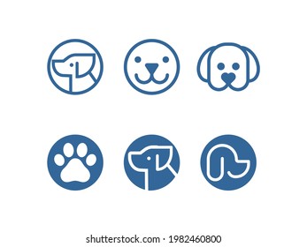 Dog vector line icon set