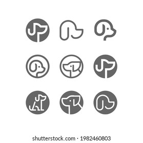 Dog vector line icon set