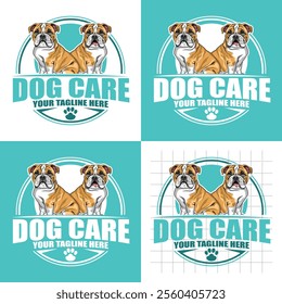 Dog vector logo design. Dog Lover Identity Design Branding. Animal hotel funny logo design template. Bulldog logo design for dog care