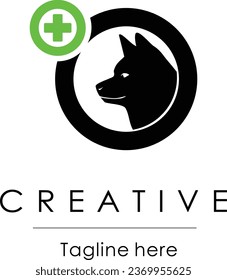 logotipo vectorial de perro, diseño simple de tienda de campaña.