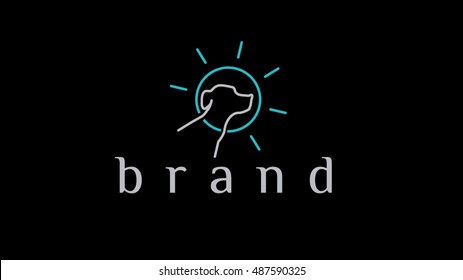 Dog vector logo template. Dog illustration. Veterinary brand. Pet shop sign.