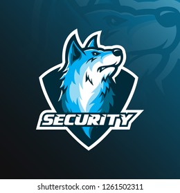 dog vector mascot logo design with modern illustration concept style for badge, emblem and tshirt printing. angry dog illustration with badge shield style.