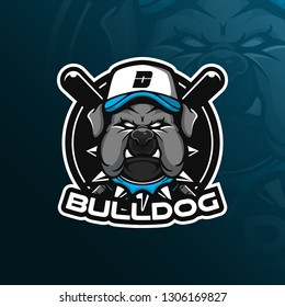 dog vector mascot logo design with modern illustration concept style for badge, emblem and tshirt printing. bulldog illustration for sport team.