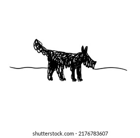 Esbozo de guijarros dibujado a mano de vectores de perro boceto animal doméstico de mascota en un estilo monocromo blanco y negro.