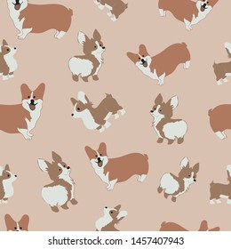 Dog vector repeat pattern for pet products and packaging.Corgis Dog breed.Blush Pink Background Perfect for pet fabrics and textiles wall paper,stationary, Wallpaper.