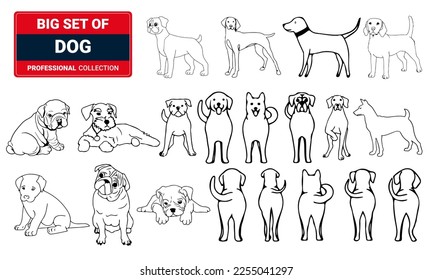 Dog vector set. 3D Illustration