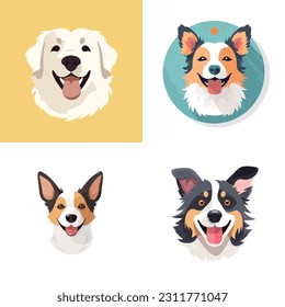 Dog vector set isolated illustrations