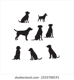 Dog vector set silhouette design art 