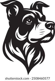 A dog vector silhouette illustration features a simple, bold outline of a dog, ideal for logos, icons, and design projects. Its minimalist style is versatile, scalable, and perfect for various creativ