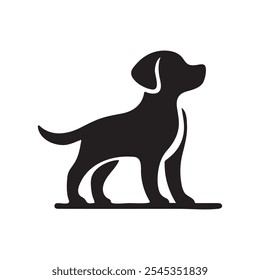 Dog vector silhouette isolated on a white background.
