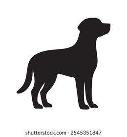 Hundevektorsilhouette einzeln auf weißem Hintergrund.