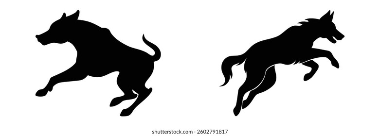 Dog Vector silhouette on a white background. Dog black vector.