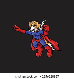 dog vector smoking joint hold nug weed cartoon superhero