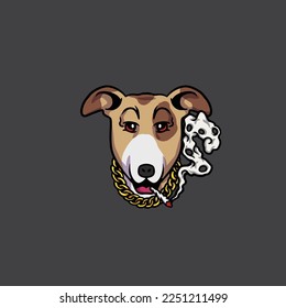 dog vector smoking joint weed cartoon head animal