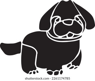 Dog Vector Stencil, Black and White