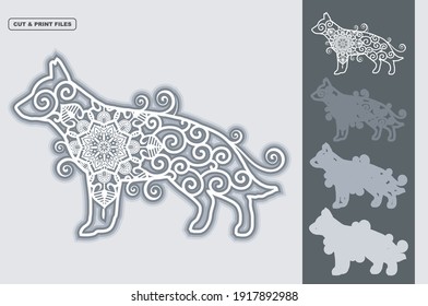 Dog Vector SVG 3D Layered, Eps 10