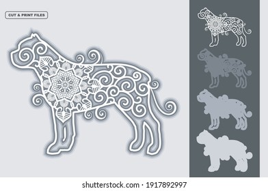 Dog Vector SVG 3D Layered, Eps 10