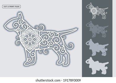 Dog Vector SVG 3D Layered, Eps 10