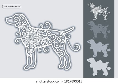 Dog Vector SVG 3D Layered, Eps 10