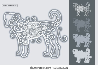 Dog Vector SVG 3D Layered, Eps 10