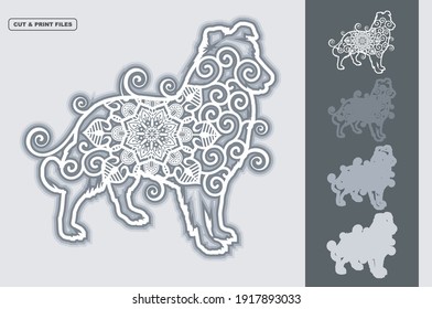 Dog Vector SVG 3D Layered, Eps 10