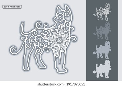 Dog Vector SVG 3D Layered, Eps 10