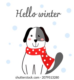 Dog vector in winter and Christmas.