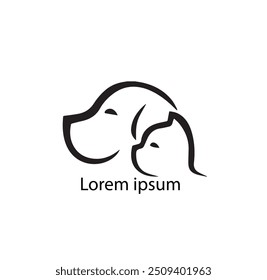 Dog Vectors Illustrations. pet dog line illustration vector logo design Stock Vector, Animal dog logo vector design.