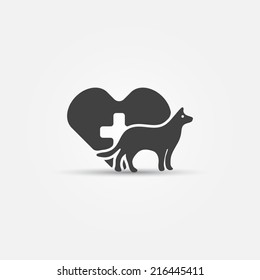 Dog vet icon - black vector veterinary sign
