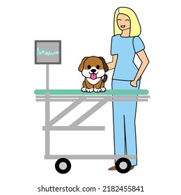 Dog in the Vet Illustration