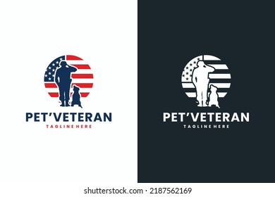 dog veteran vector logo design illustration