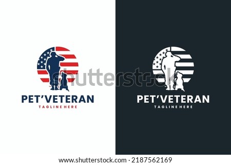 dog veteran vector logo design illustration