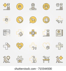 Dog veterinary colorful icons - vector collection of creative pet signs for veterinary clinic
