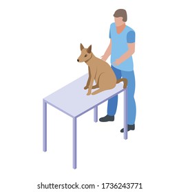 Dog at veterinary table icon. Isometric of dog at veterinary table vector icon for web design isolated on white background