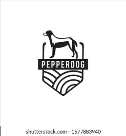 Dog Vintage Logo Template. Dog Logo Retro Hipster. Animal logo Silhouette illustration vintage vector 