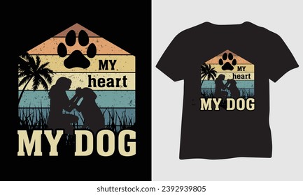 Dog vintage retro print ready t shirt design premium template vector 