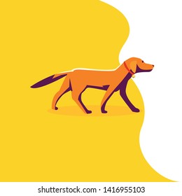 Dog Vintage Shadow Flat Pet Illustration